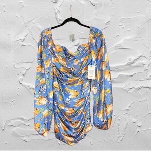 Nookie Blue and Orange Floral Blouse
